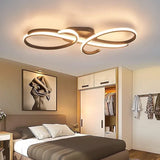 BAMDECOR AD2576 Modern Minimalist Curved Line Iron Aluminum Silicone LED Semi-Flush Mount Ceiling V255-BAM-AD2576-BLK-80