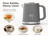 Gray electric kettle, 1.7L stainless steel kettle, 1500W rapid heating, with LED display, adjustable V1197-JY-071602