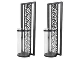 2pcs Wall Candle Holder Vintage Hollowed Candle Holder Metal Wall Art with Glass Cover for Home V1294-YM0901-3115250079012