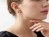 Elegant Four-Pointed Star Moissanite Tassel Earrings with Fine Gold-Plated Finish and Sparkling Drop V1341-ZY-L6FDJVYJ-MOISSANITE-PREMIUMS925