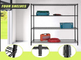 Modular Wire Storage 150x60cm Steel Shelving Black With Fixed Legs For Garage Warehouse Or Kitchen V63-841081