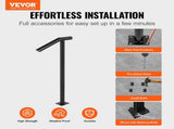 Single Post 1-2, Black Steel Railing 441LBS Capacity Baking Varnish Iron Stairs Stylish Handrails V952-LTFS2BXYGLZHS0001V0