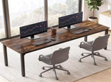 Artiss Computer Desk 2 Person Double Workstation Study Table Rustic Brown 200cm MET-DESK-26139-RB-AB