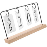 Black Wooden Flip Desk Calendar Perpetual Tabletop Calendar Creative Office Decor V1366-AZ2-W-19253