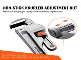 3-Piece Pipe Wrench Set, 10" 14" 18" Aluminum Straight Pipe Wrench, Adjustable Plumbing Wrench, with V952-GQBS101418IN6D4SMV0