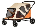 PaWz Dog Stroller Pet Pram Foldable Mesh Ventilated Seat Safety Leash Orange PT1440-AU