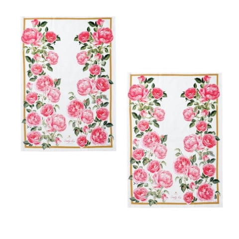 Ashdene Set of 2 Heritage Rose Cotton Kitchen Tea Towels 50 x 70 cm V442-LDE-TEAT-SETOF2HERITAGEROSE-PINK-RE