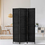 Artiss 3 Panel Room Divider Screen 123x170cm Woven Black RD-C-8001-3P-BK