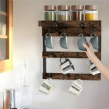 Wooden Wall Mounted Coffee Mug Rack 12 Hooks Cup Holder V178-66792