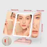 Smart Touch LED Vanity Mirror - 3 Color Dimmable Lights, 270&deg Adjustable, Rechargeable Desktop V1232-HZJSZ002