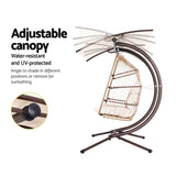 Gardeon Outdoor Egg Swing Chair Wicker Furniture Pod Stand Canopy 2 Seater Latte HM-EGG-FOLD-D-CR