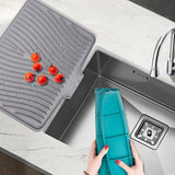 Silicone Dish Drying Mat, Heat Resistant Non Slip Ribbed Draining Pad For Kitchen Sink Countertop, V1237-ZY-807-087