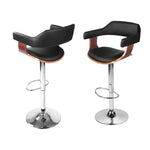 Artiss 4x Bar Stools Gas Lift Leather w/Armrest Black BA-TW-8006A-BKX4