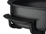 Electric Pizza Pan with Non-Stick Surface and Glass Lid, Adjustable Temperature Control for Home V1341-ZY-7KNVTHTG-BLACK