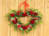Valentine's Day Wreath Decoration Artificial Rose Ribbon Wreath Heart Shaped Simulated Spring V1294-YM0718-211103LS04-2