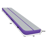 Powertrain Airtrack 20cm Thick 5m x 1m Inflatable Gymnastics Tumbling Mat Air Track - Purple IFM-HL-501-PGY