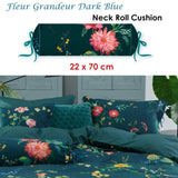 PIP Studio Fleur Grandeur Dark Blue Neck Roll Cushion V442-HIN-NECKROLL-FLEURGRANDEUR-DARKBLUE-NK