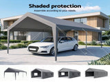 Instahut 3x6m Carports Canopy Tent Portable Garage Outdoor Steel Shelter Grey CAPT-WALL-3X6-GY