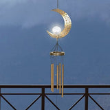 43.31 inch Solar Wind Chimes,Metal Moon Wind Chime Decor Outdoor Hanging Chime Waterproof LED Wind V1369-AZ3-W-22328