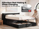Artiss Queen Bed Frame with Horizontal Gas Lift Storage with LED Light USB Type-C Charging Station BFRAME-H-HYDE-Q-BK-ABCD