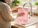 Ruffled Gingham Kitchen Dish Towels 2 Pack Farmhouse Style For Drying Dishes Table Decor 75x45cm V1369-AZ3-W-14823