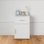 PORTO BEDSIDE TABLE - WHITE - SLIM - OVAL BRASS V164-ECS13WFTB05G