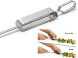Kabob Skewers with Storage Bag, Stainless Steel Grilling Skewers, Push Bar Skewer Stick, Reuse for V1188-MS-825-012