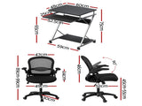 Artiss Computer Desk Mesh Office Chair Set Desks with Keyboard Shelf Try Black MET-DESK-105-2013-BK
