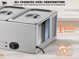 3-Pan Commercial Food Warmer, 16.5L Electric Steam Table, 1200W Professional Countertop Stainless V952-SYSPBWQPTK31E3ZVSV3