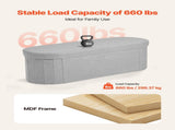 Oval Storage Ottoman Bench, Foldable Teddy Fleece End of Bed Bench, Folding Upholstered Bed Ottoman V952-BYWSZYKZDK40KOB06001V0