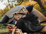 200x140cm Black Large Outdoor Camping Down Cotton Wearable Warmth Blanket, Quilted Poncho Shawl V888-ELOSUNG52301