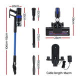 Devanti Stick Vacuum Cleaner Brushless Cordless 350W Blue VAC-CL-H-C9-BL