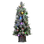 Snowy Crown Pine Potted Christmas Tree 1.2m Multicolour Pre-Lit with Snowball Lights 112_SENCR103