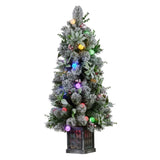 Snowy Crown Pine Potted Christmas Tree 1.2m Multicolour Pre-Lit with Snowball Lights 112_SENCR103