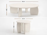 Artiss Coffee Table Set of 2 High Gloss Round Side Bedside Table Wood Living Room Cream FUR-S-COF1415-WH