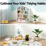 Keezi 4 Tiers Kids Bookshelf Wooden Bookcase Display Storage Organiser Cabinet White FURNI-G-BOOK-HOUSE-WH