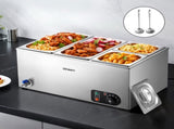 Devanti Commercial Food Warmer Bain Marie 4 Electric Buffet Pans CBM-BMC3V-SS
