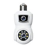 Pan Tilt Security Double-Lens Pro HD 2K Light Cameras, 360 Degrees Bulb Wireless Wi-Fi IP V1366-AZ2-W-26315