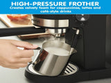 Pronti Breakfast Set with Rose Gold Kettle & Toaster with 1.2L Espresso Machine - Black KT-TS-850D-BK