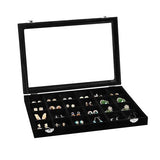 Velvet Earring Organizer Tray with Lid, 13.7x9.4 Inch 24 Grid Jewelry Organizer for Earrings, V1107-107-47621