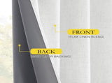 100% Absolutely Blackout Linen Curtains with Thermal Insulated White Liner,Greyish White,52" V1258-DP02-C-1290
