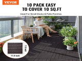 Interlocking Deck Tiles, 10 Pack,12"x12" 10 sq. ft Plastic Waterproof Outdoor Flooring All Weather V952-HDDBSL4TBTSZNBR2SV0