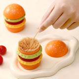 1 Pcs Hamburger Toothpick Holder With Lid, Dust-Proof Floss Storage Box,Fashionable Desktop Decor V1370-AZ4-25467