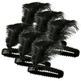 6x 1920s FLAPPER HEADBAND Headpiece Feather Sequin Charleston Costume Party BULK - Black V563-BR-6FLAPPERHDBND-BLK