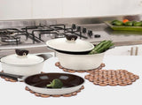 8 Pack Bamboo Trivet Mat, Hot Plate Pad, Heat Resistant Table Counter Protector, Coaster for Tea V1259-DP01-A-983