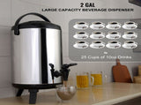 Stainless Steel Insulated Beverage Dispenser, 7.6 Liter, Thermal Hot and Cold Drink Server Dispenser V952-YLHLQQYX10L0ZNM43V0