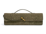 Retro Woven Baguette Handbag for Women Suede Texture PU Leather Shoulder Crossbody Bag Elegant V888-ELOSUNG41397