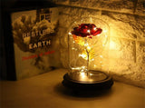 24K Gold Plated Rose Flower LED Light with Glass Cover Base Valentines'Day Wedding Gift Red V1294-YM0727-JY15089-01