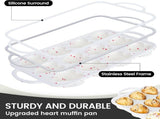 2 Piece Heart Shaped Silicone Muffin Pan with Metal Frame V1237-ZY-818-044