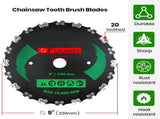 (2-Set) 9" x 20T Tooth Brush Blades - Weed Eater Saw Blade Kit with 2 Carbon Steel Round V1258-DP02-C-905